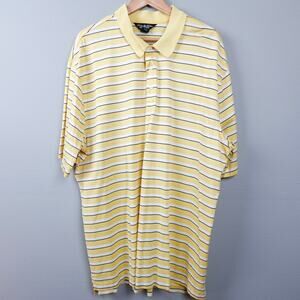 Brooks Brothers Country Club‎ Polo Shirt Size XXL Yellow White Stripe Golf 2XL